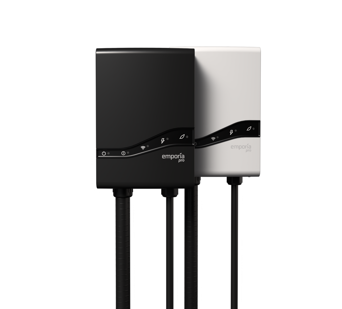 Emporia Pro Level 2 EV Charger in black and white color options
